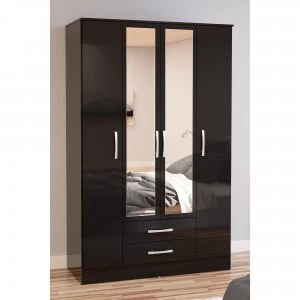 Image of Lynx 4 Door 2 Drawer Wardrobe with Mirror
