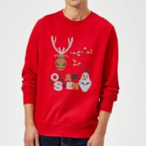 Image of Disney Frozen Christmas Olaf And Snowmens Red Christmas Sweatshirt - M - Red