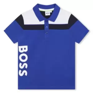 Image of Boss Large Logo Polo Shirt Juniors - Blue