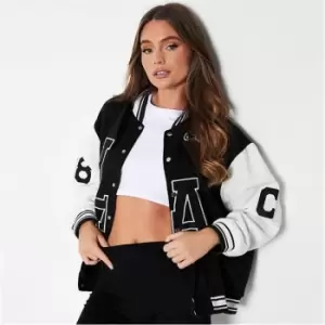 Image of I Saw It First La Varsity Bomber Jacket - Black