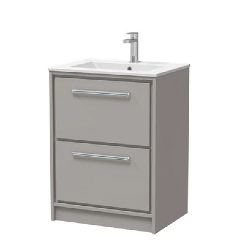 Image of Balterley Bathroom Floor 2 Soft Close Drawer Vanity Unit Basin, Grey, 600mm in Grey Grey Unisex