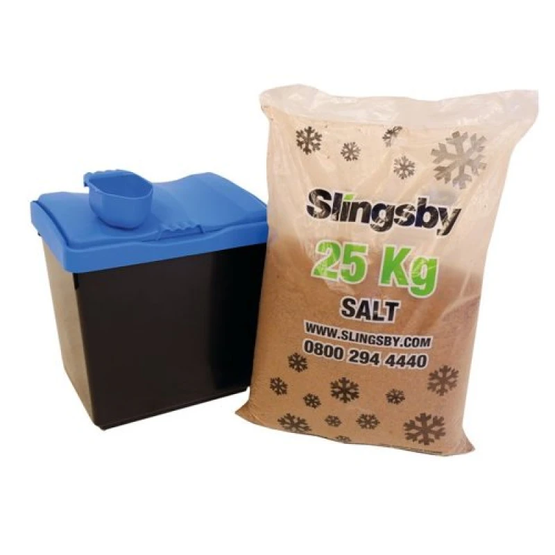 Image of Slingsby Economy Salt and Grit Bin Kit Yellow 30L with 25kg De-icing Salt 399636 399636