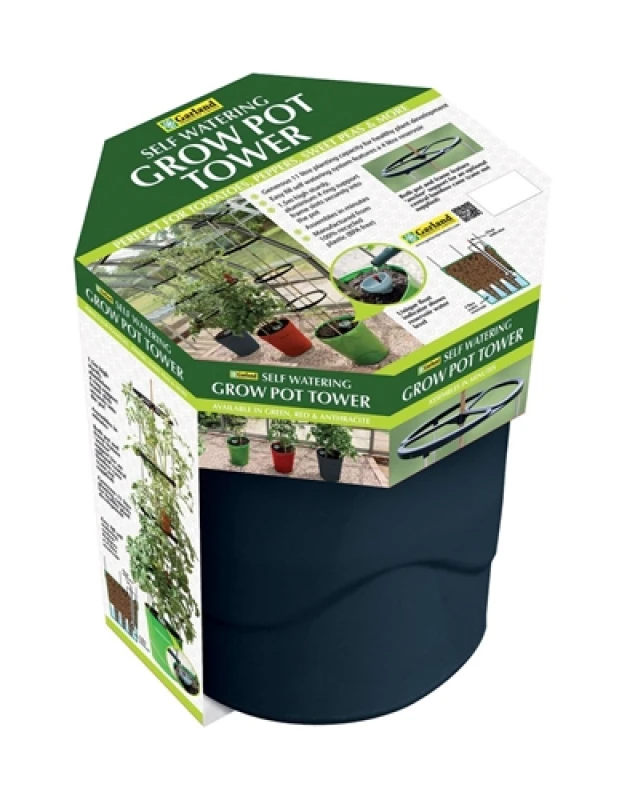 Image of Garland Self Watering Grow Pot Tower Anthracite 79305AWUK