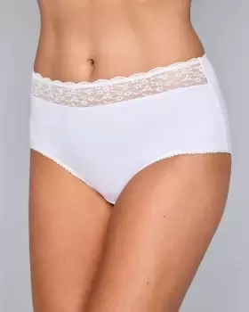 Image of Cotton Traders Womens 5 Pack Lace Full Knickers in White