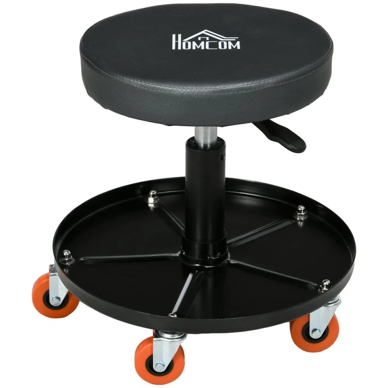 Image of HOMCOM Pneumatic Adjustable Mechanic Stool w/ Tool Tray, Wheels - Homcom 5056725537685