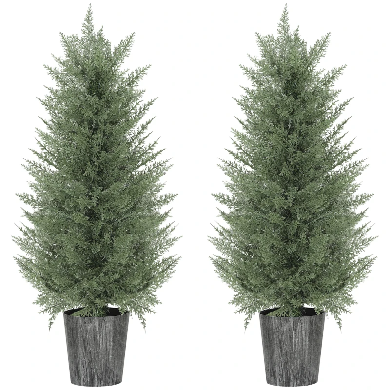 Image of HOMCOM HOMCOM Artificial Cypress Trees with PE Leaves for Indoor Outdoor - 48W x 90H cm