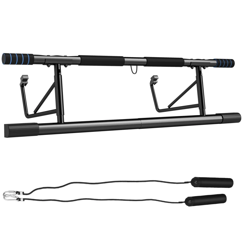 Image of SPORTNOW Pull-Up Bar Doorway Push Up Stand w/ Resistance Bands - Blue - 100L x 38W x 27H cm TJ Hughes 5063603341197