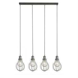 Image of 4 Light Balloon Cage Hanging Pendant Silver, E27