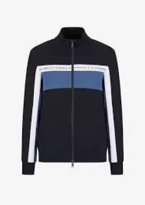 Image of Armani Exchange Colourblock Zip Thru Track Top, Navy, Size XL, Men