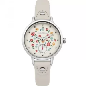 Image of Ladies Cath Kidston Little Flower Buds Cream Leather Strap sub Dial Watch