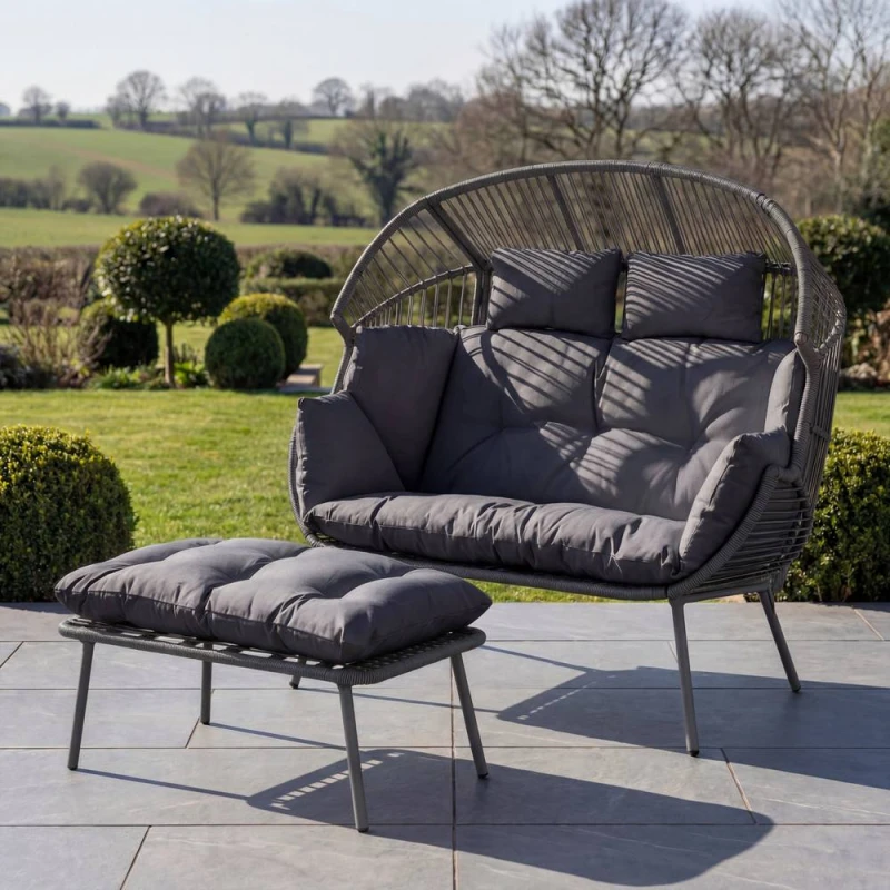 Image of Artemis Home Cocona 2 Seat Standing Egg Chair & Stool in Dark Grey Dark Grey Unisex