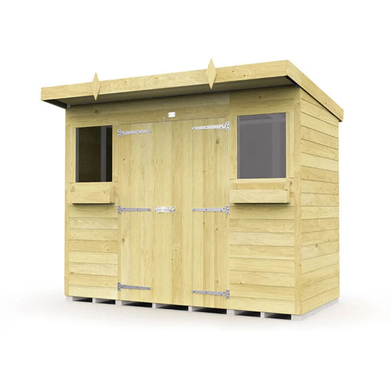 Image of Flat Pack Sheds DIY Sheds 8 x 4 Pent Summer Shed, Brown 8X4PSSFF