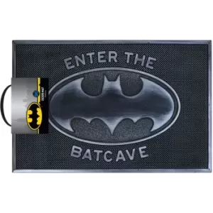 Image of Batman Welcome To The Batcave Rubber Door Mat (One Size) (Black) - Black