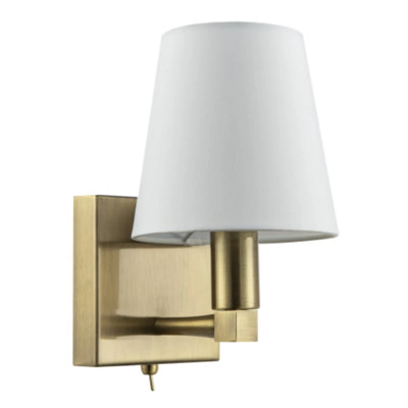 Image of Happy Homewares Sleek Bedside Wall Light In Antique Brass With Toggle Switch And Shade