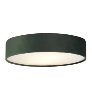 Image of Drum Pleat 3 Light Velvet Flush, Green Shade