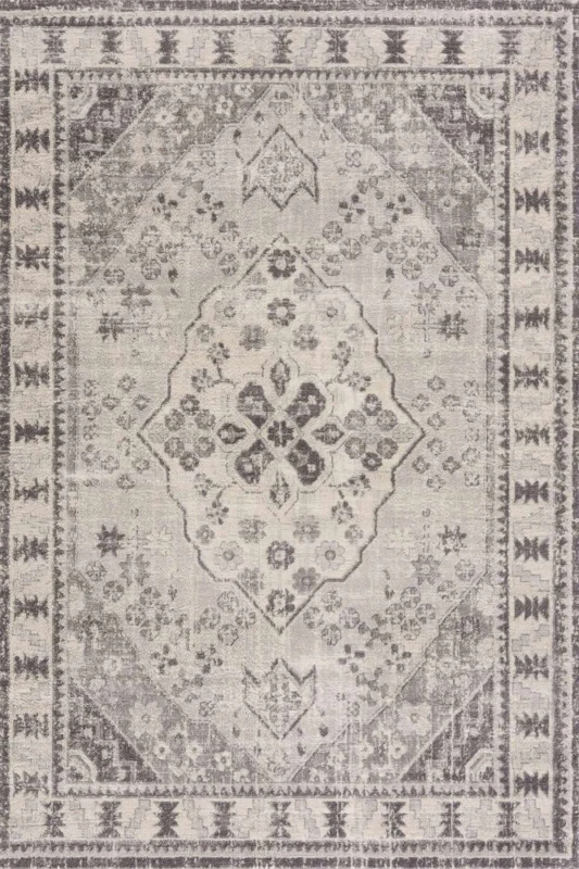 Image of THE RUGS Montana Medallion Cream & Grey Living Room Area Rug 3920 Size: 120cm x 170cm Grey Unisex 120cm x 170 cm