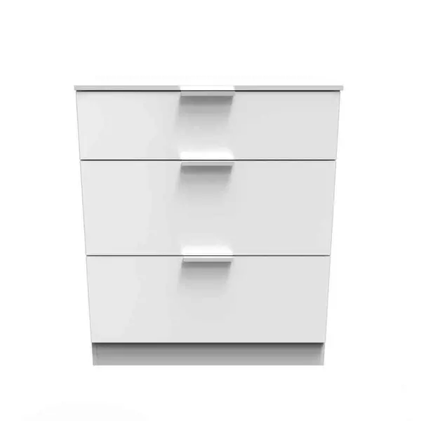 Image of Welcome Furniture Ready Assembled Plymouth 3 Drawer Deep Chest In White Gloss