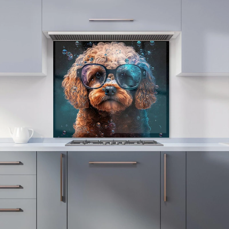 Image of Warren Reed - Designer Cavapoo Dog Face Splashart Kitchen Splashback Size: 600mm x 750mm Multicolor Unisex 600mm x 750mm