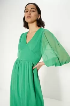Image of Puff Sleeve Chiffon Midi Dress