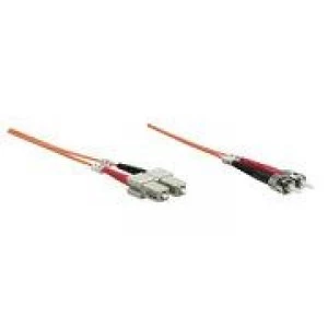 Image of Intellinet Fibre Optic Patch Cable Duplex Multimode ST/SC 62.5/125 m OM1 2m LSZH Orange Fiber Lifetime Warranty