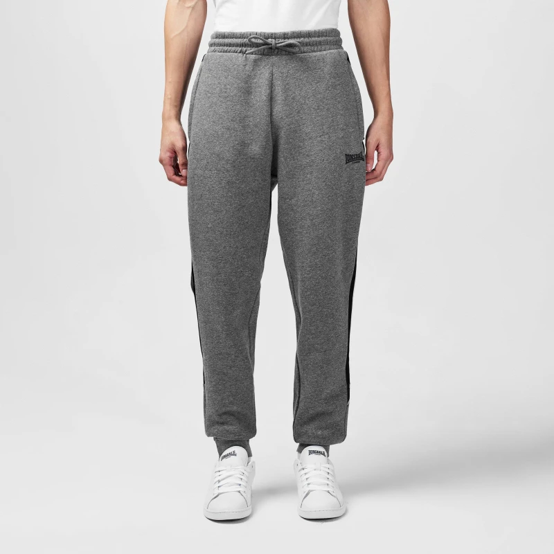 Image of Lonsdale 2 Stripe Jogging Bottoms Mens - Grey Grey S