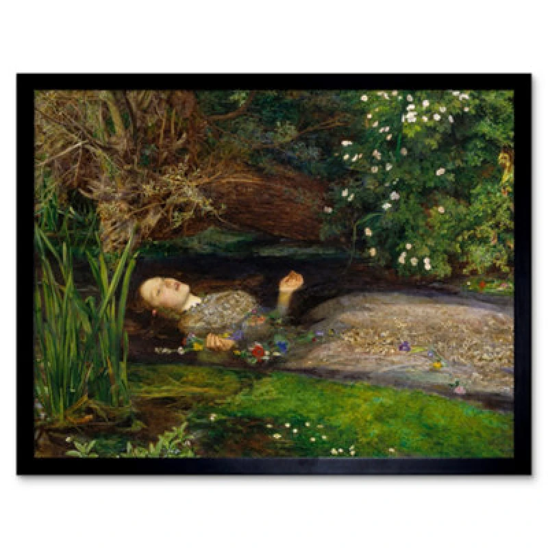 Image of Artery8 John Everett Millais Ophelia Cropped Home Decor 12X16" Framed Wall Art Print