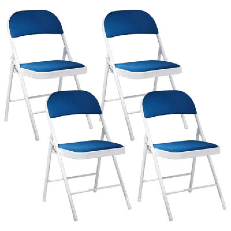 Image of Beliani Set Of 4 Folding Chairs Sparks Blue