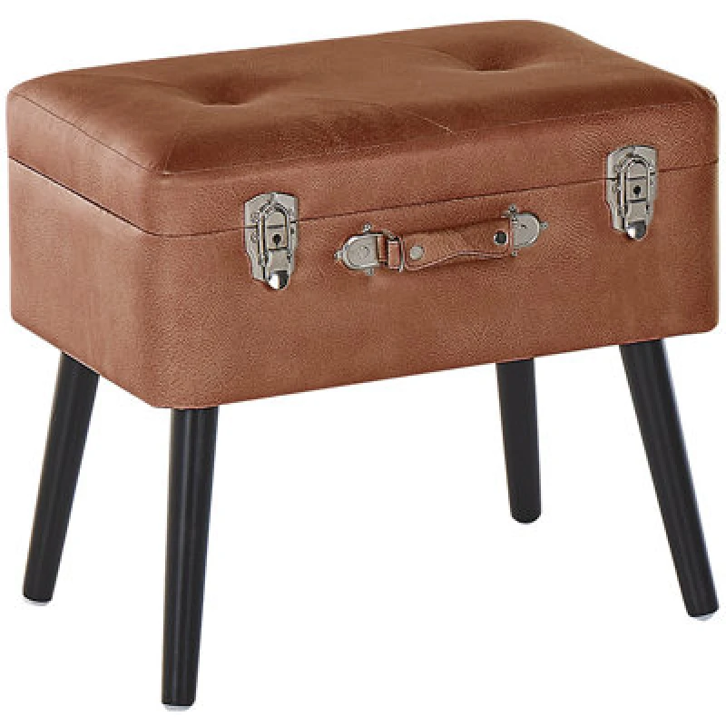 Image of Beliani Storage Stool Mallard Faux Leather Golden Brown