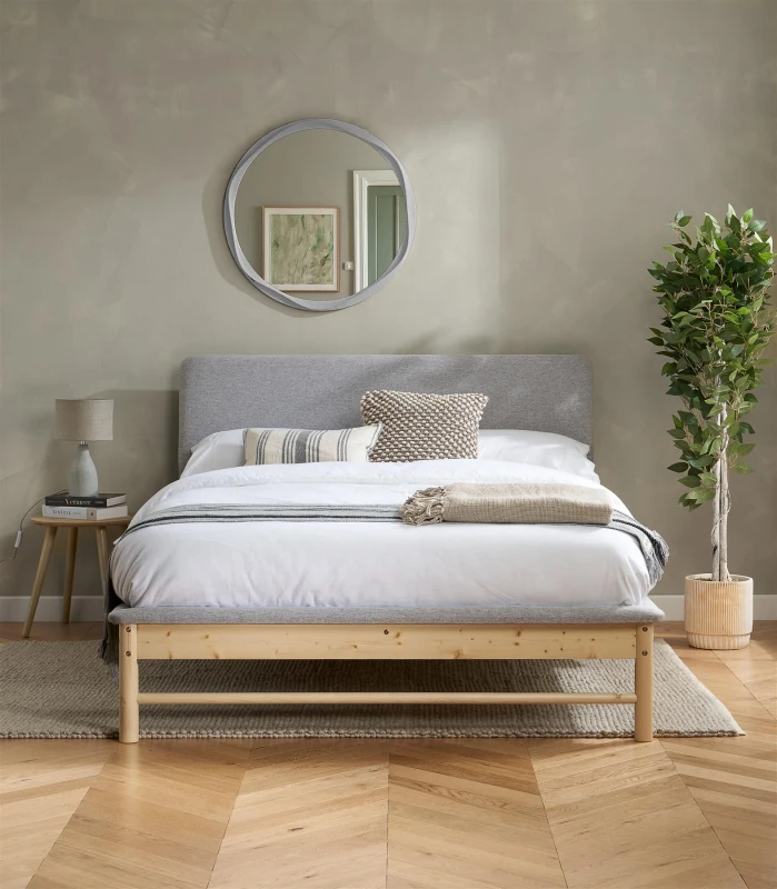 Image of Birlea Ezra Grey Fabric Bed Frame - 4ft6 Double