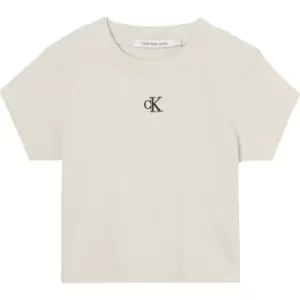 Image of Calvin Klein Jeans Rib Cropped T Shirt - Cream