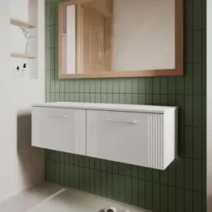 Image of Deco Wall Hung 2-Drawer Vanity Unit with Worktop 1200mm Wide - Satin White - Nuie