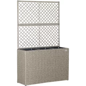 Image of Deuba Flower Box Trellis Poly Rattan Planter Cream