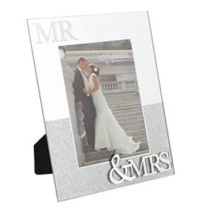 Image of 5" x 7" - Mirror Glass & Glitter Photo Frame - Mr & Mrs