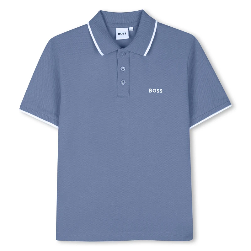 Image of Boss Kids Short Sleeve Polo Shirt Lavender Blue male 14Y