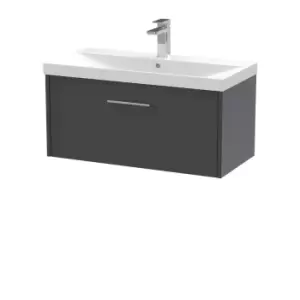 Image of Hudson Reed Juno 800mm Wall Hung Single Drawer Vanity & Thin-Edge Basin - Graphite Grey