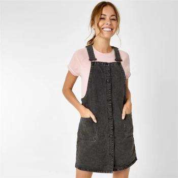 Image of Jack Wills Eddie Denim Pinafore Mini Dress - Black