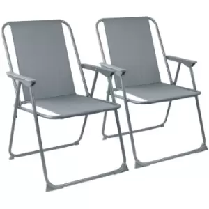 Image of Folding Metal Beach Chairs - Grey - Pack of 2 - Harbour Housewares