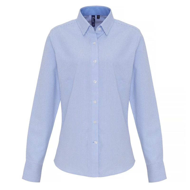 Image of Premier Cotton Rich Oxford Stripe Blouse White female