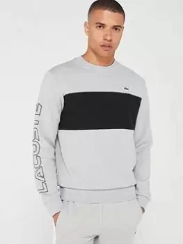 Image of Lacoste Colourblock Sweatshirt - Light Grey, Light Grey, Size XL, Men