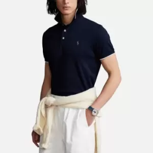 Image of Polo Ralph Lauren Mens Custom Slim Fit Birdseye Polo Shirt - Aviator Navy - XL