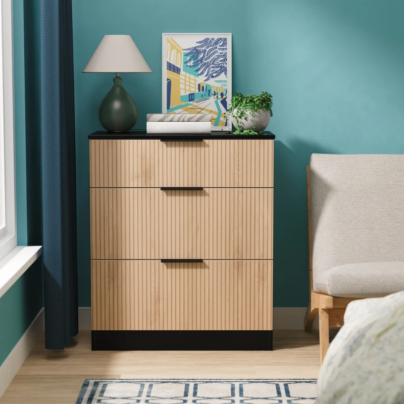 Image of Welcome Furniture Ready Assembled Java 3 Drawer Deep Chest, Black JAV049SEBK