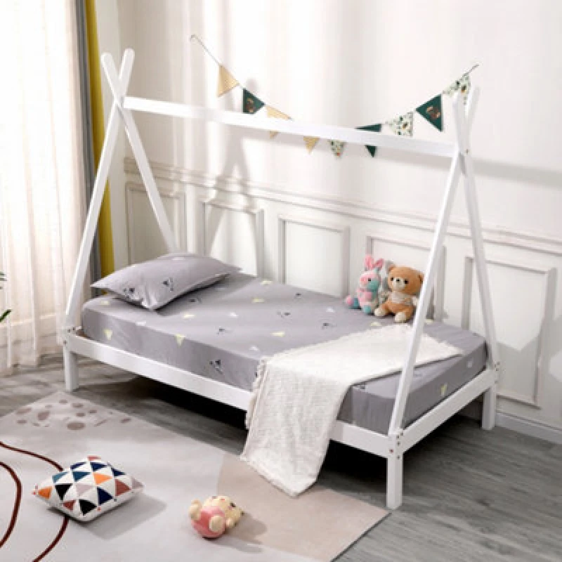 Image of Slumberworx Harry Kids Wooden Teepee Tent Single Bed Frame (white), White 5.05574E+12