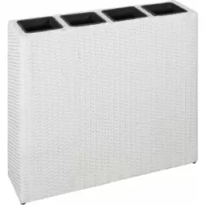 Image of Garden Raised Bed with 4 Pots Poly Rattan White Vidaxl White