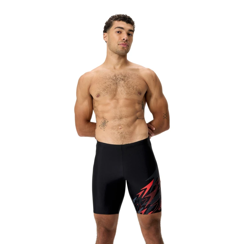 Image of Speedo Mens Medium Long Jam Jammers Ant/Rish Red male Small