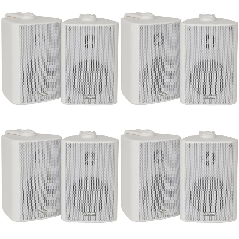 Image of Loops 8x 60W 2 Way White Wall Mounted Stereo Speakers 3" 8Ohm Mini Background Music White unisex