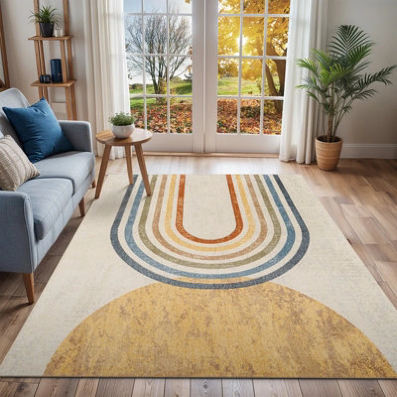Image of Livabliss Machine Washable Modern Beige Barbara Area Rug 140 X 200 Cm - Easy Care, Non Shedding, Ideal For Living Room & Bedroom