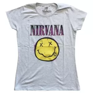 Image of Nirvana - Xerox Smiley Pink Ladies XX-Large T-Shirt - grey