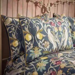 Image of Liberty Traditional Floral Piped Pillowcase Pair Navy