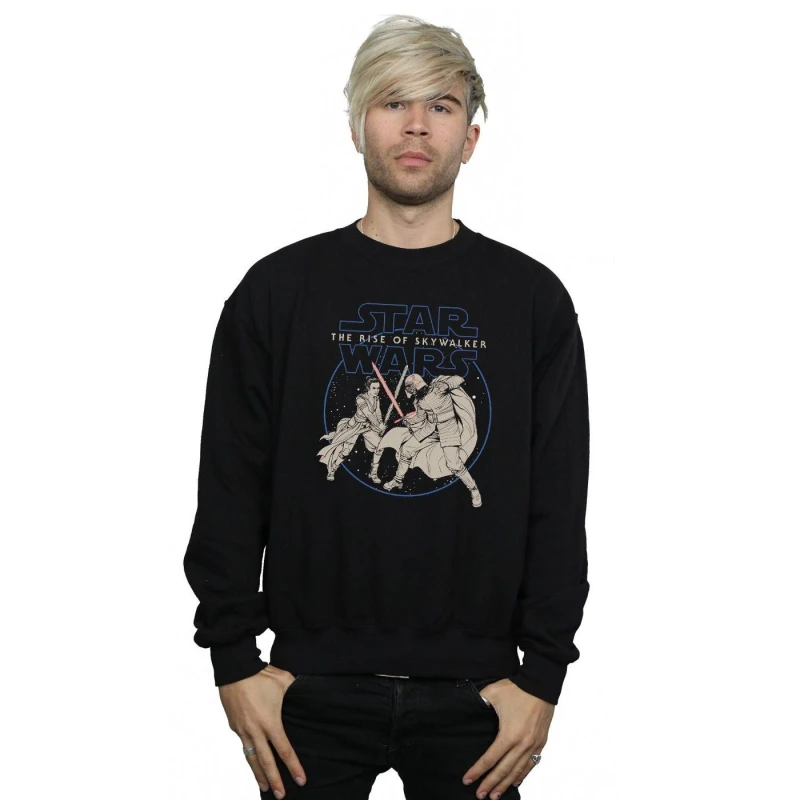 Image of Disney Men Star Wars The Rise Of Skywalker Rey And Kylo Combat Sweatshirt in Black Size: Small Black S Male 5059400157628