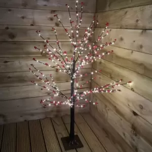 Image of 120cm 4ft Christmas Lit Black Twig Tree Red Berry 400 Warm White LED